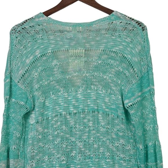 EE:SOME Womens Knit Cardigan Sweater Top Shirt Green White Button Down Size M L - Picture 7 of 12